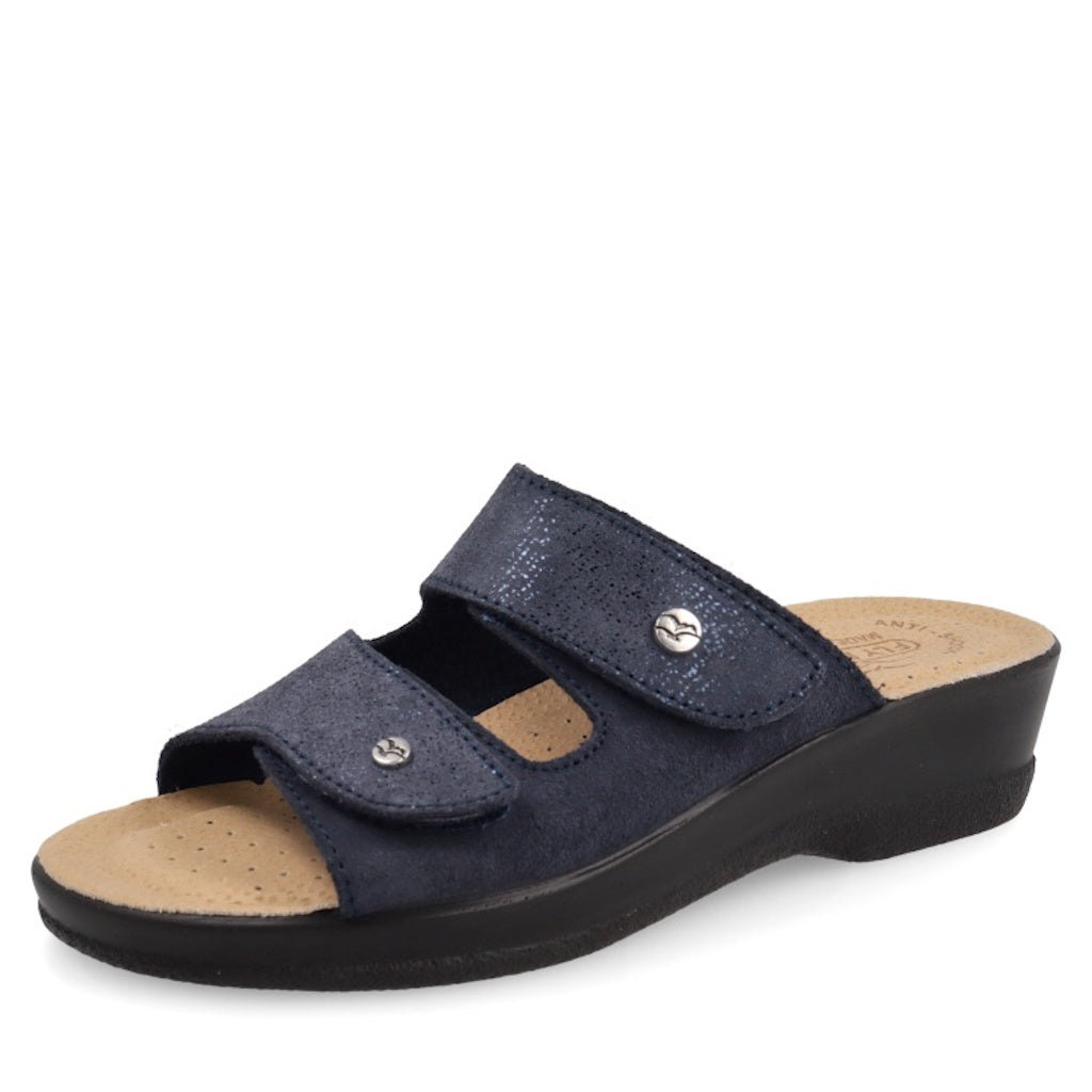 FLY FLOT 63C66BE Pantofole Casa Camera Donna Sintetico Nero Tacco Zeppa 4Cm Suola Gomma