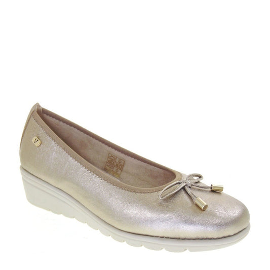 VALLEVERDE VS10330 Decollete Casual Donna Pelle Laminata Rame Tacco Zeppa 4Cm Suola Gomma