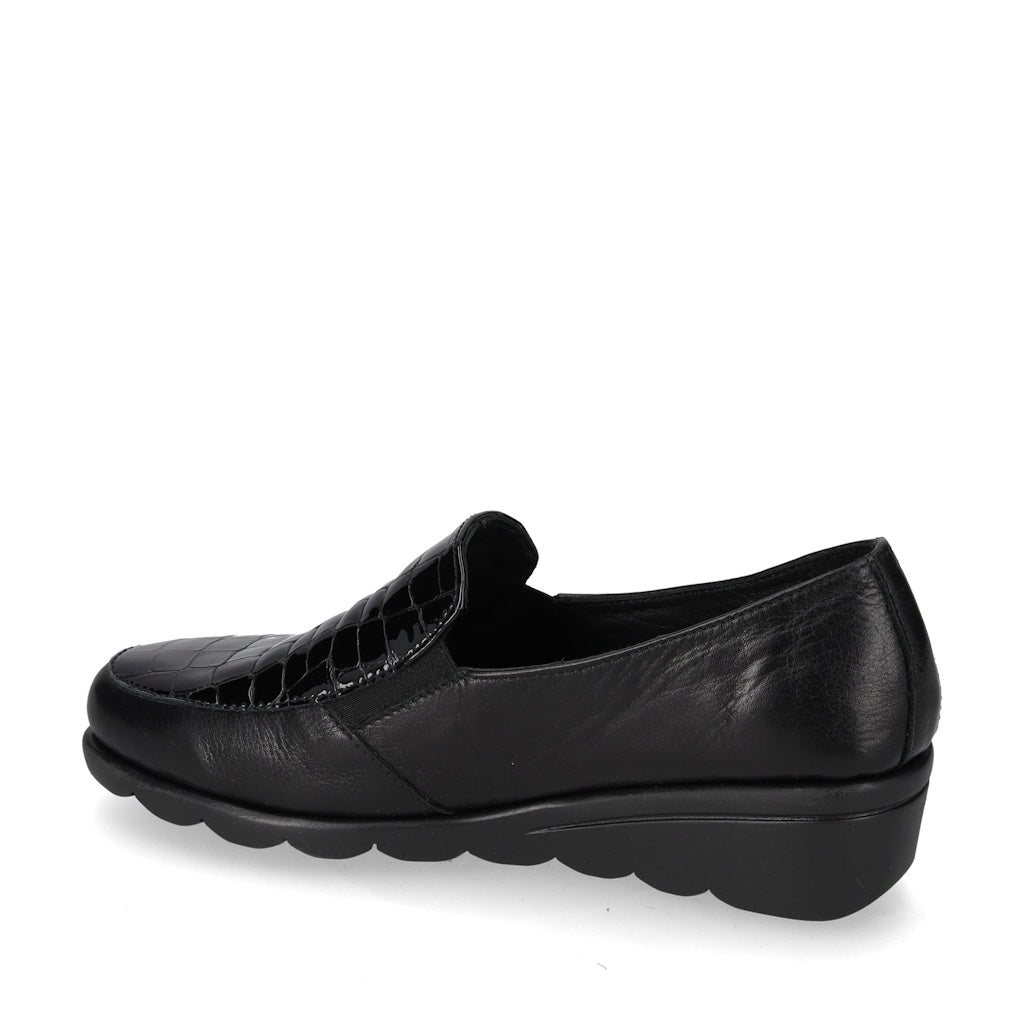 VALLEVERDE VS10301E Mocassini Casual Donna Pelle Vernice  Tacco Zeppa 4Cm Suola Gomma