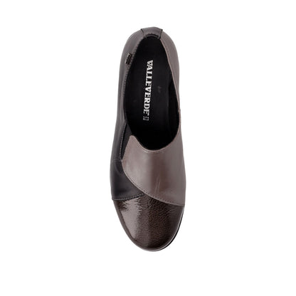 VALLEVERDE VS10304AE Mocassini Casual Donna Pelle Vernice Grigio Tacco Zeppa 4Cm Suola Gomma
